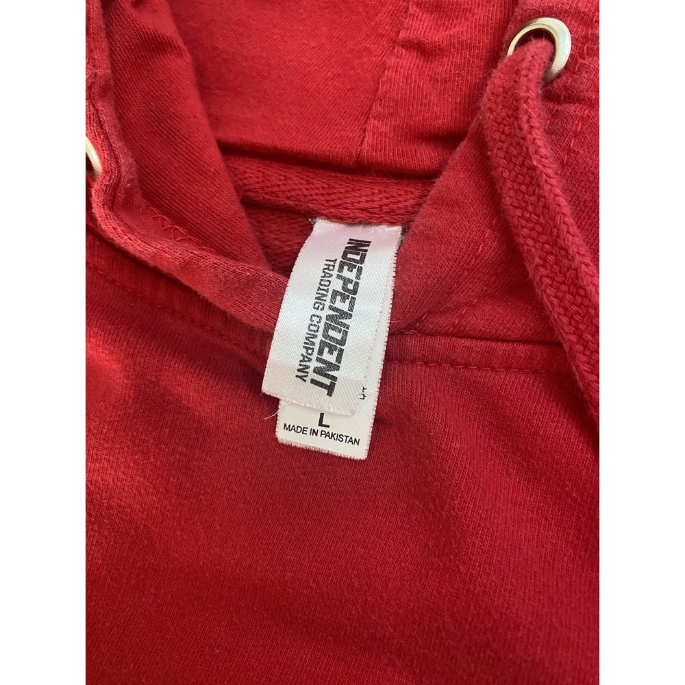 Independent Trading Company "God First" Red Hoodie SZ LRG Church Drawstring - Picture 10 of 11